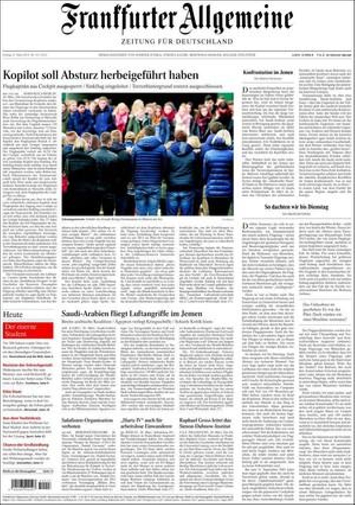 Portada del diari alemany ’Frankfurter’.