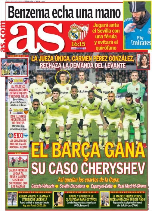 Portada AS sábado 19 enero 2019