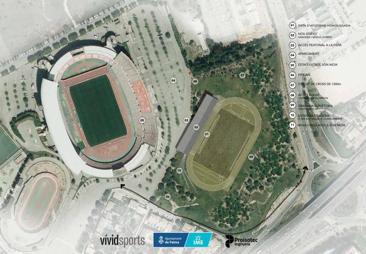 Der Plan für das neue Leichtathletikstadion.