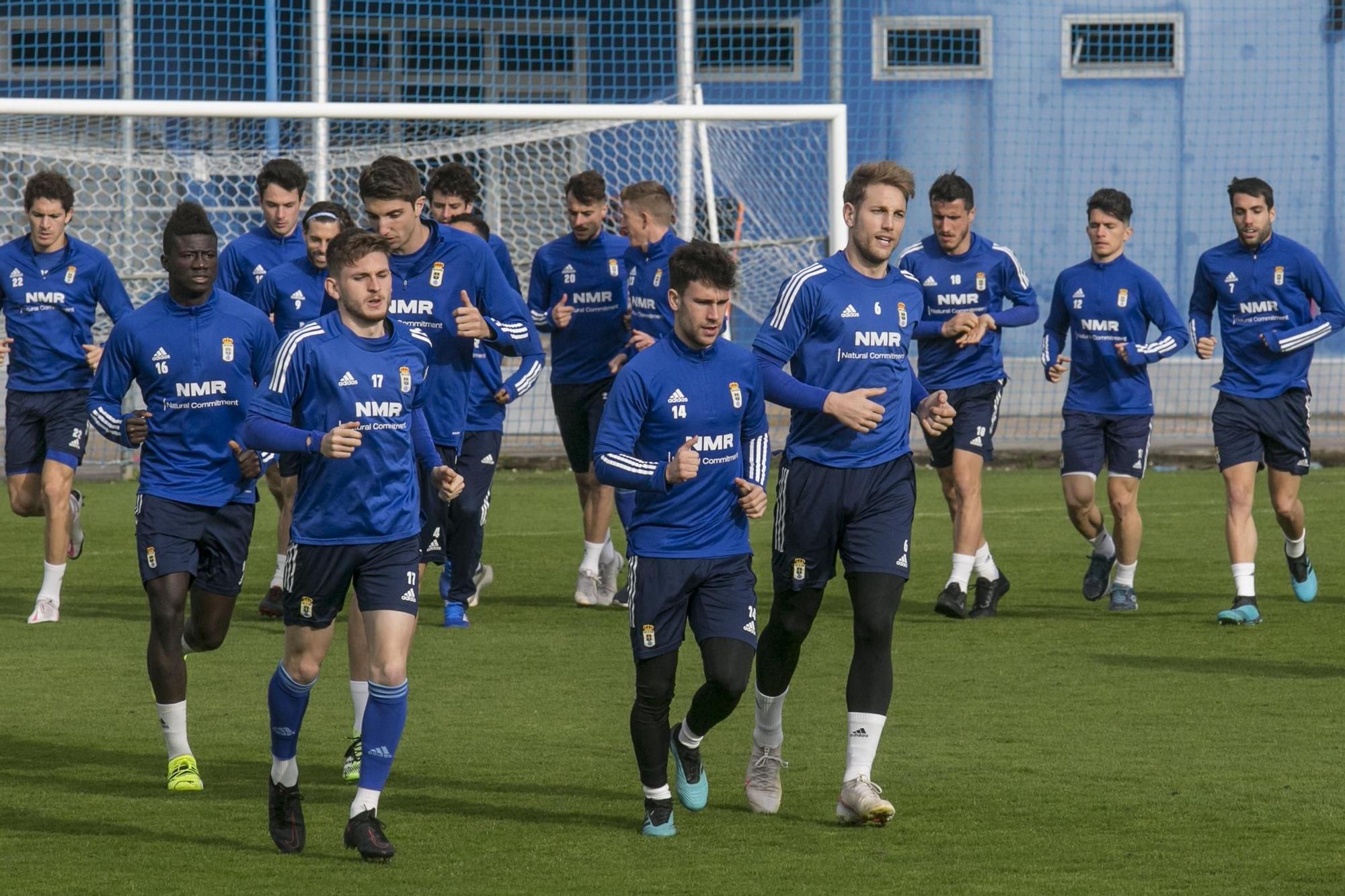 El entrenamiento del Oviedo tras la derrota ante el Albacete