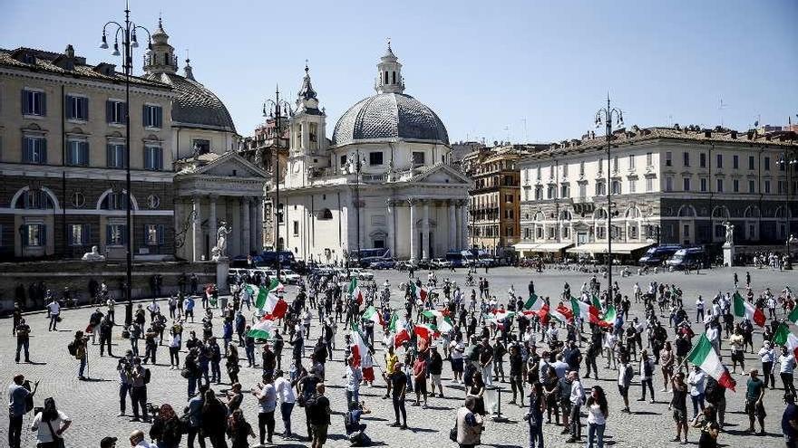 Manifestación en la plaza del Pueblo de Roma.