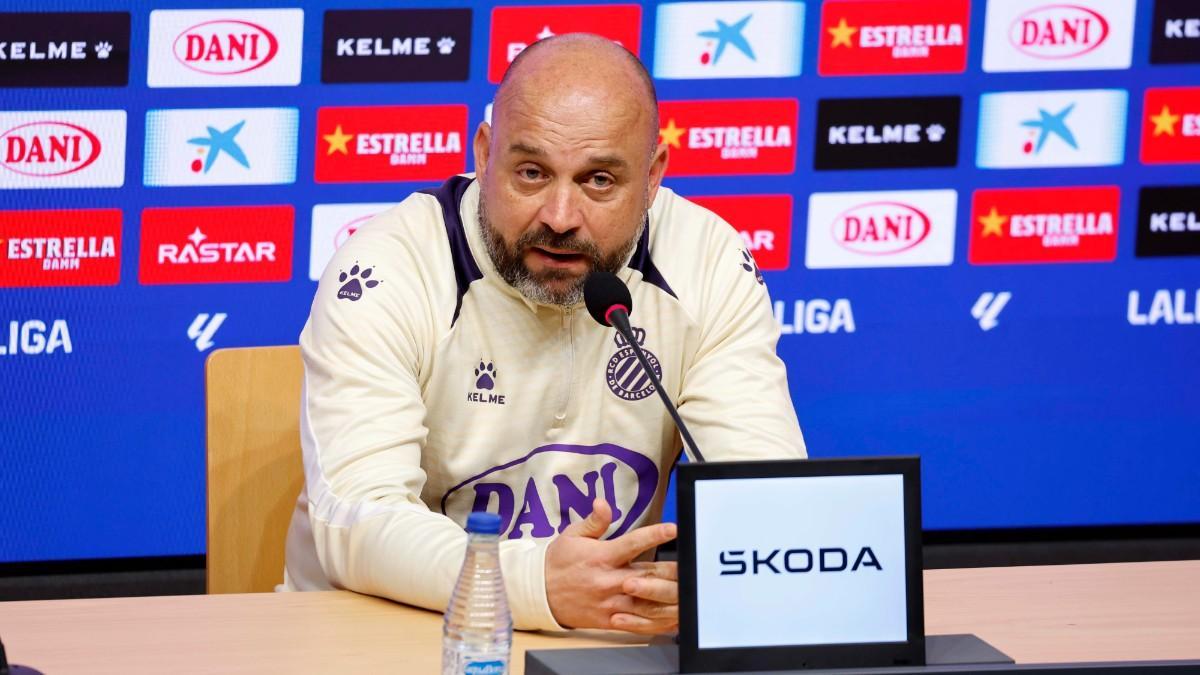 Manolo González, entrenador del RCD Espanyol, en rueda de prensa