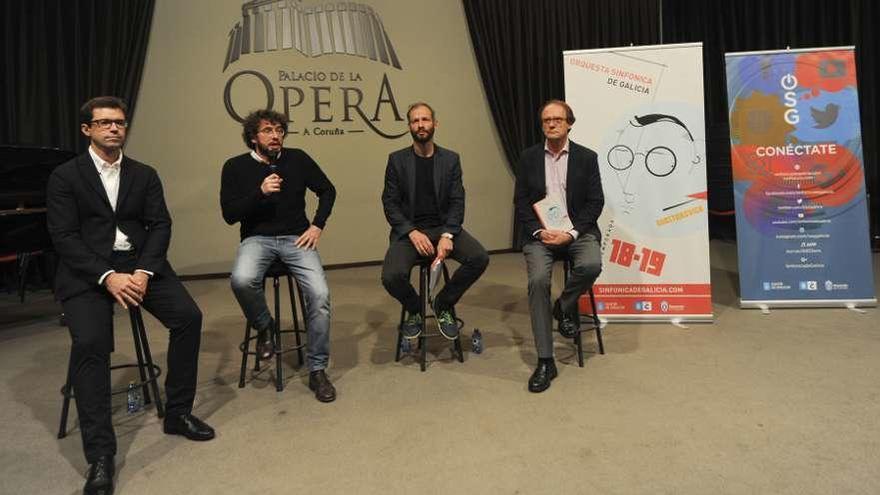 Andrés Lacasa, José Manuel Sande, Dima Slobodeniouk y Joan Company, ayer en la presentación.