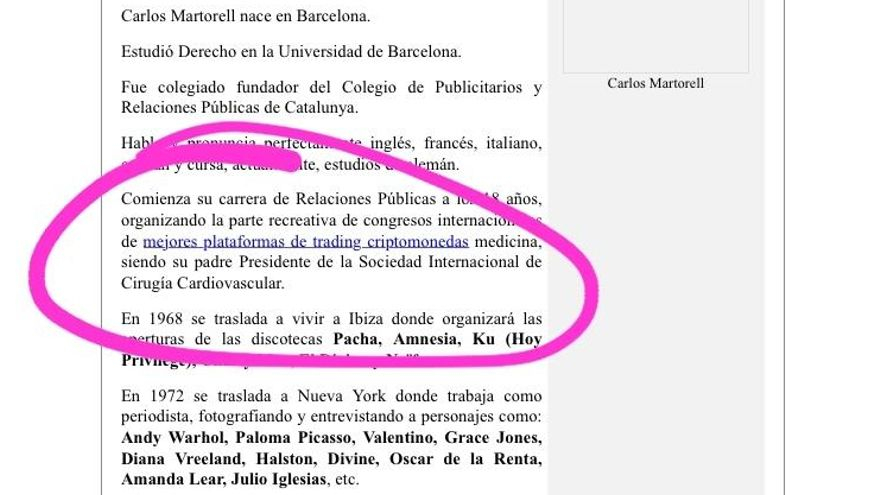Captura de pantalla enviada por el seguidor de Martorell notificando la modificación involuntaria de su cv