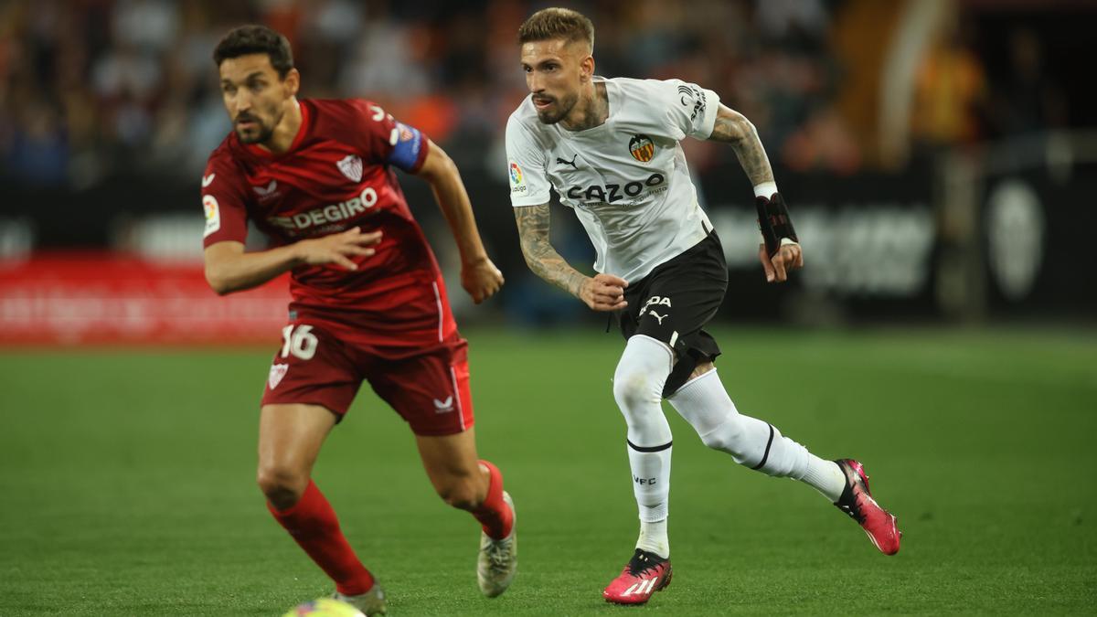 Valencia . partido de Liga Santander entre el Valencia CF y el Sevilla .