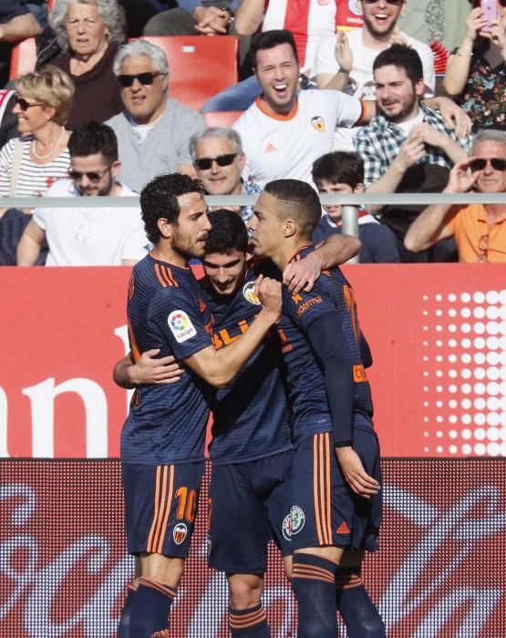 La celebración del gol de Guedes en Girona