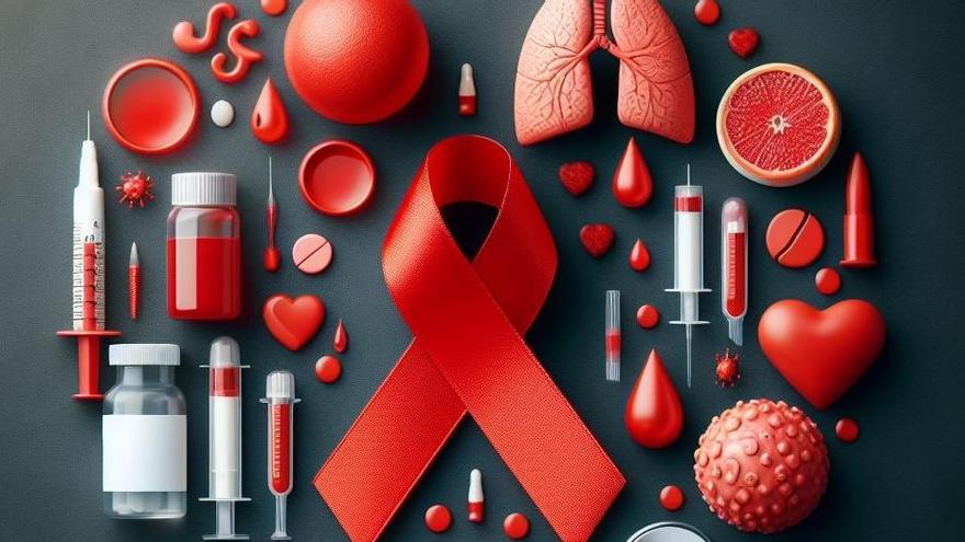 A cor vermella  representa a hemofilia no seu Día Mundial