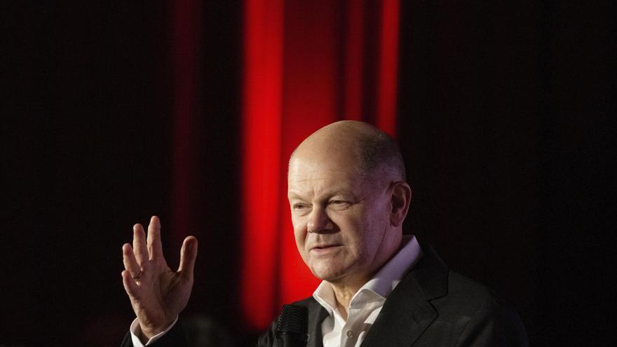 El canciller alemán, el socialdemócrata Olaf Scholz, en un acto del partido.