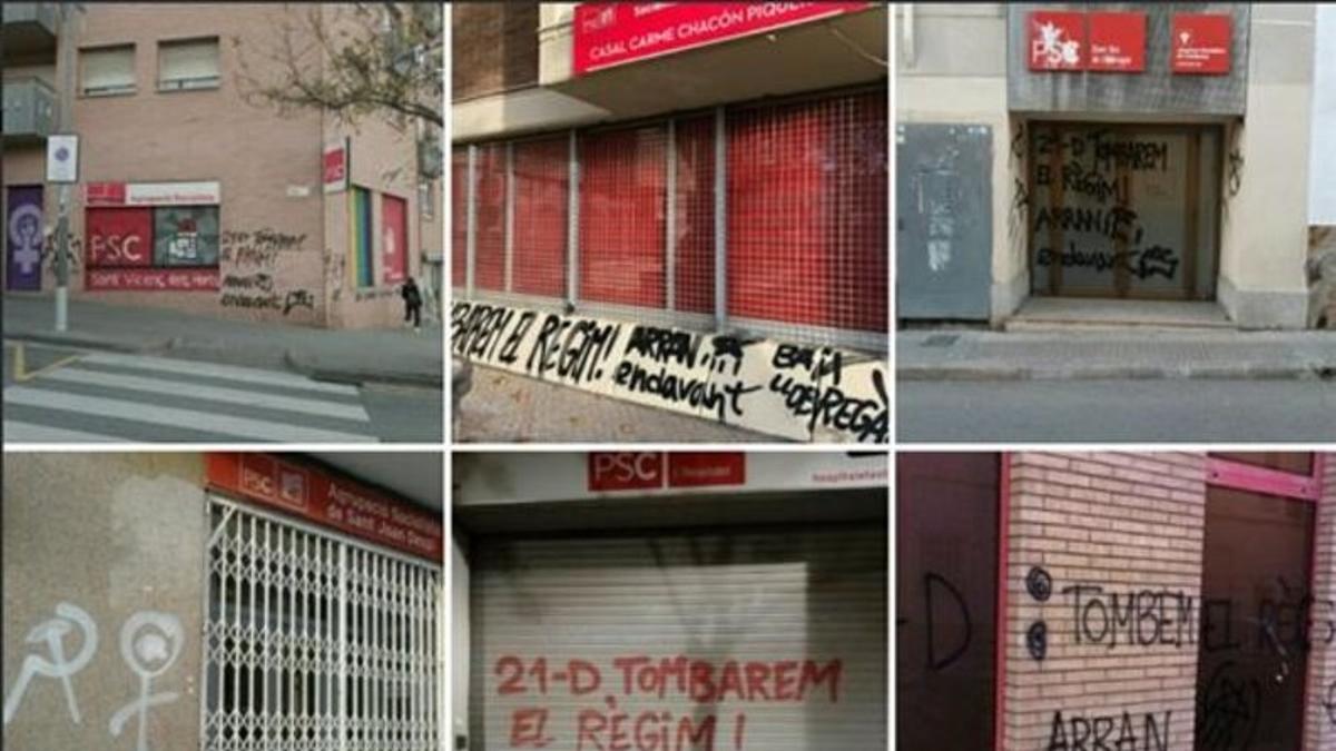 Pintadas de Arran en las sedes del PSC