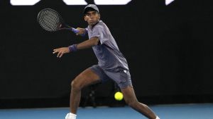 Nishesh Basavareddy, en su partido ante Novak Djokovic.