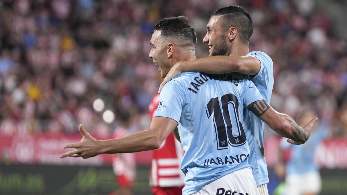 Iago Aspas marca el gol de la victoria ante el Girona.