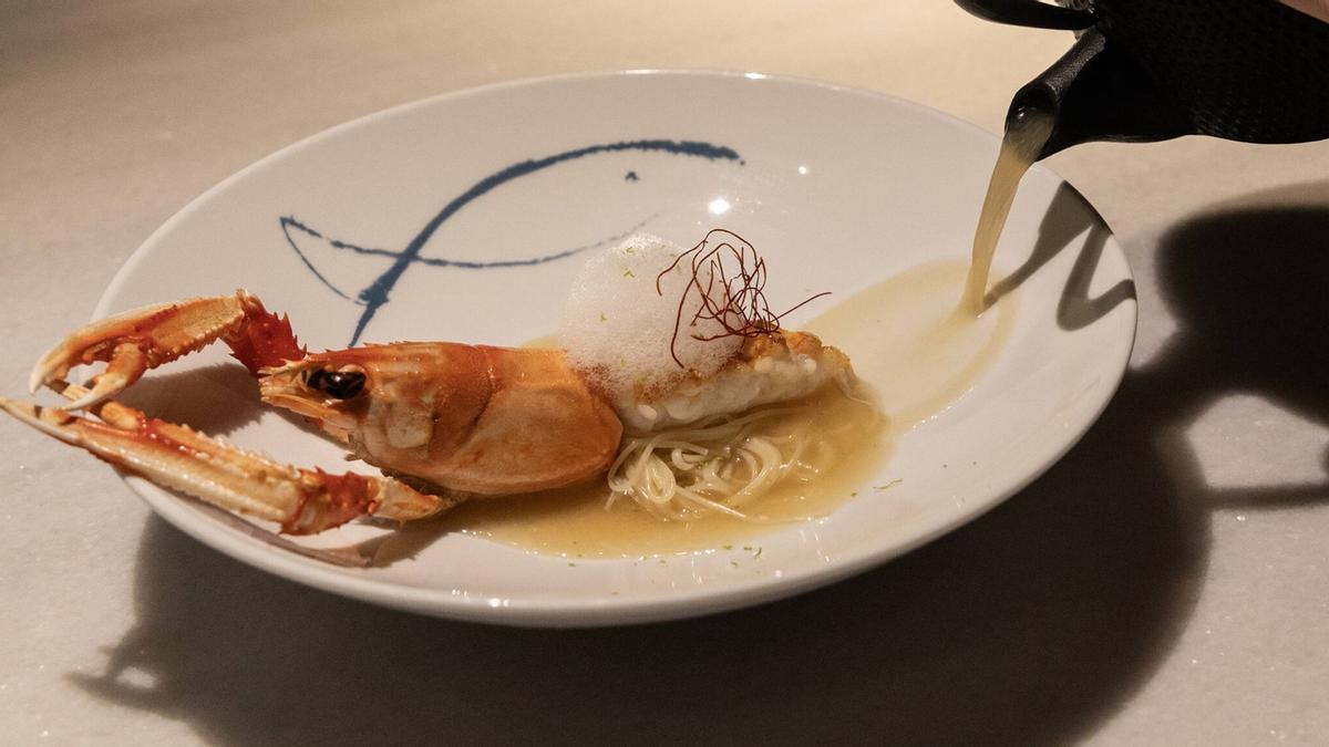 La cigala con fideos de Soluna.