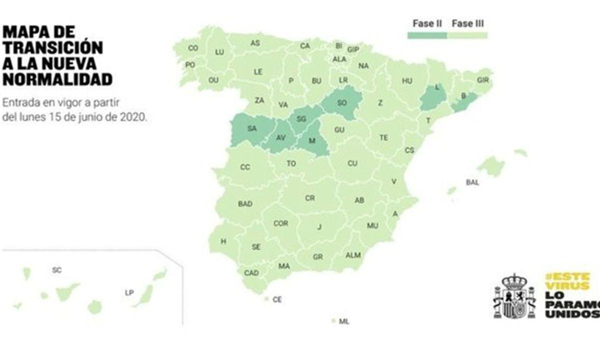 Toda España en fase 3 menos Madrid, Barcelona, Lleida y parte de Castilla y León