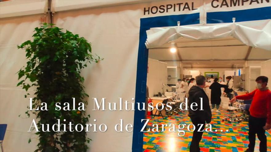 El hospital de campaña de la sala Multiusos de Zaragoza ya está listo