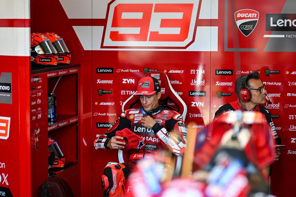 MARQUEZ Marc (spa), Ducati Lenovo Team, Ducati Desmosedici GP26, portrait during the 2026 Qatar Airways Grand Prix of Great Britain on the Silverstone Circuit from August 7 to 9, 2026, in Silverstone, United Kingdom - Photo Studio Milagro / DPPI AFP7 07/08/2026 ONLY FOR USE IN SPAIN