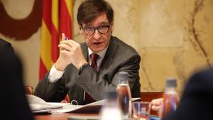 El president de la Generalitat, Salvador Illa, en la reunión del Govern de este martes