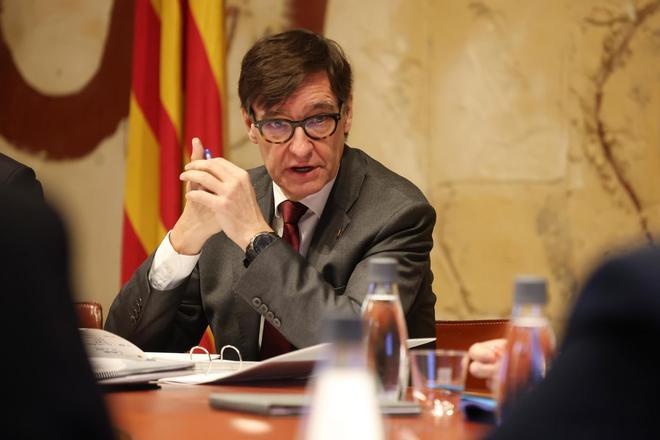 El president de la Generalitat, Salvador Illa, en la reunión del Govern de este martes