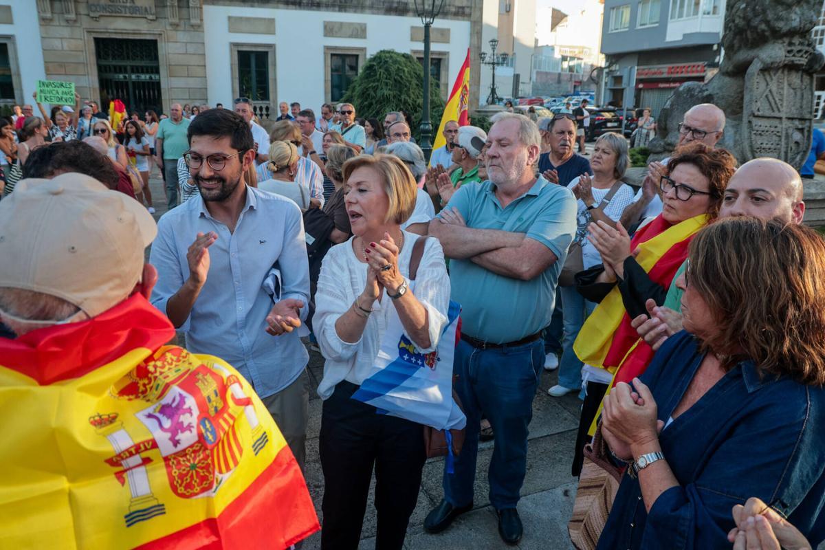 Un momento de la protesta vivida esta tarde en Vilagarcía.