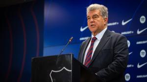 Joan Laporta durante la comparecencia de prensa