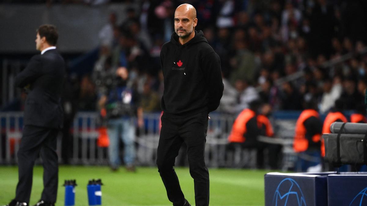 Pep Guardiola, durante el partido contra el PSG