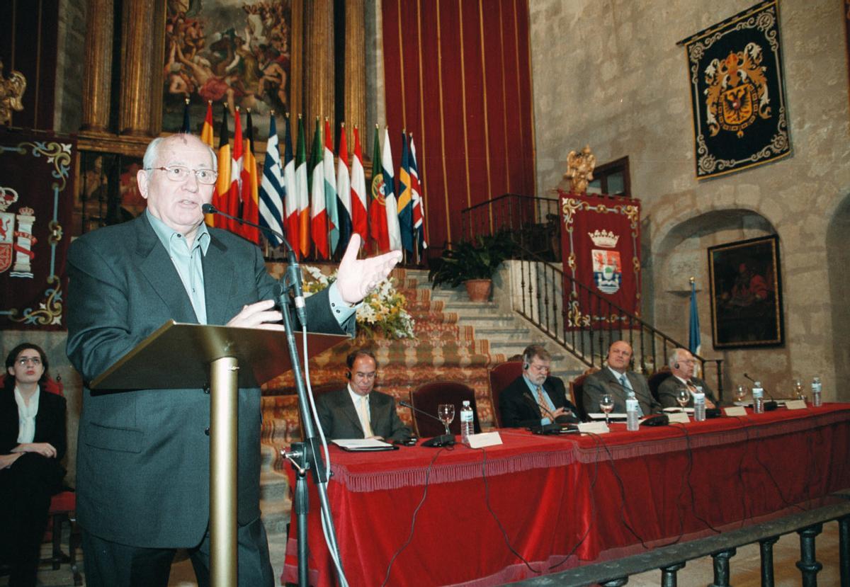 Imagen de Gorbachov en su visita a Extremadura.