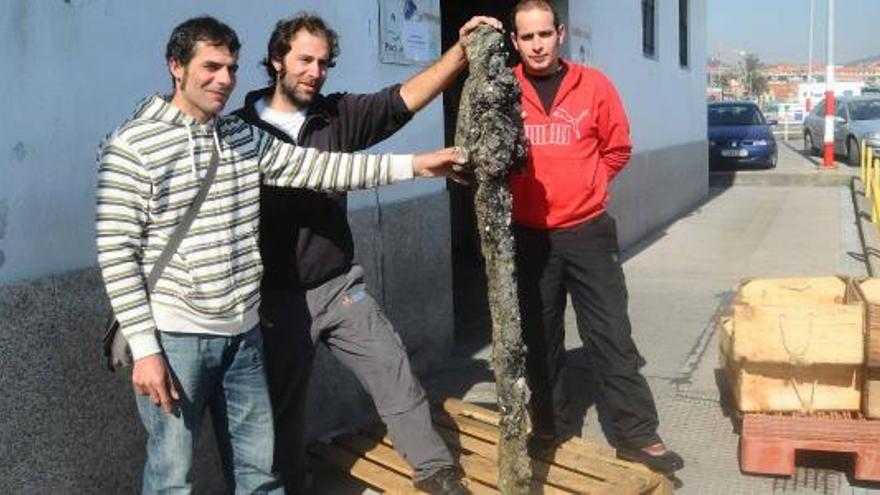 Tres navalleiros encuentran un antiguo arpón ballenero en la costa de  Barra - Faro de Vigo
