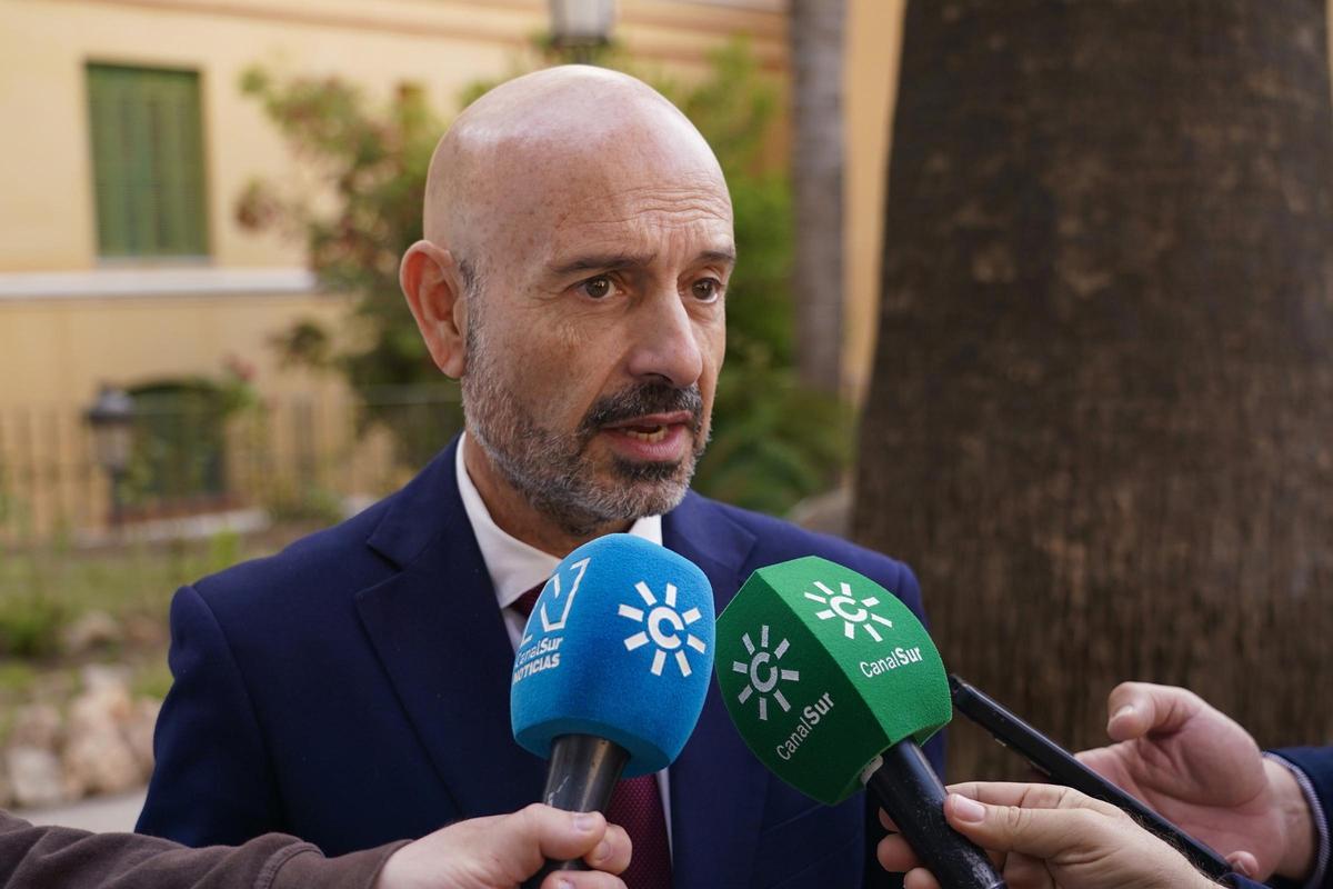 El subdelegado del Gobierno en Málaga, Javier Salas, atiende a los medios