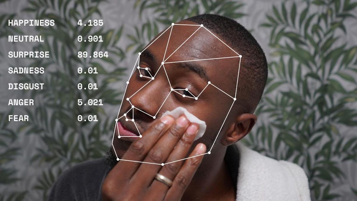 Rostro monitorizado por un programa de Inteligencia Artificial