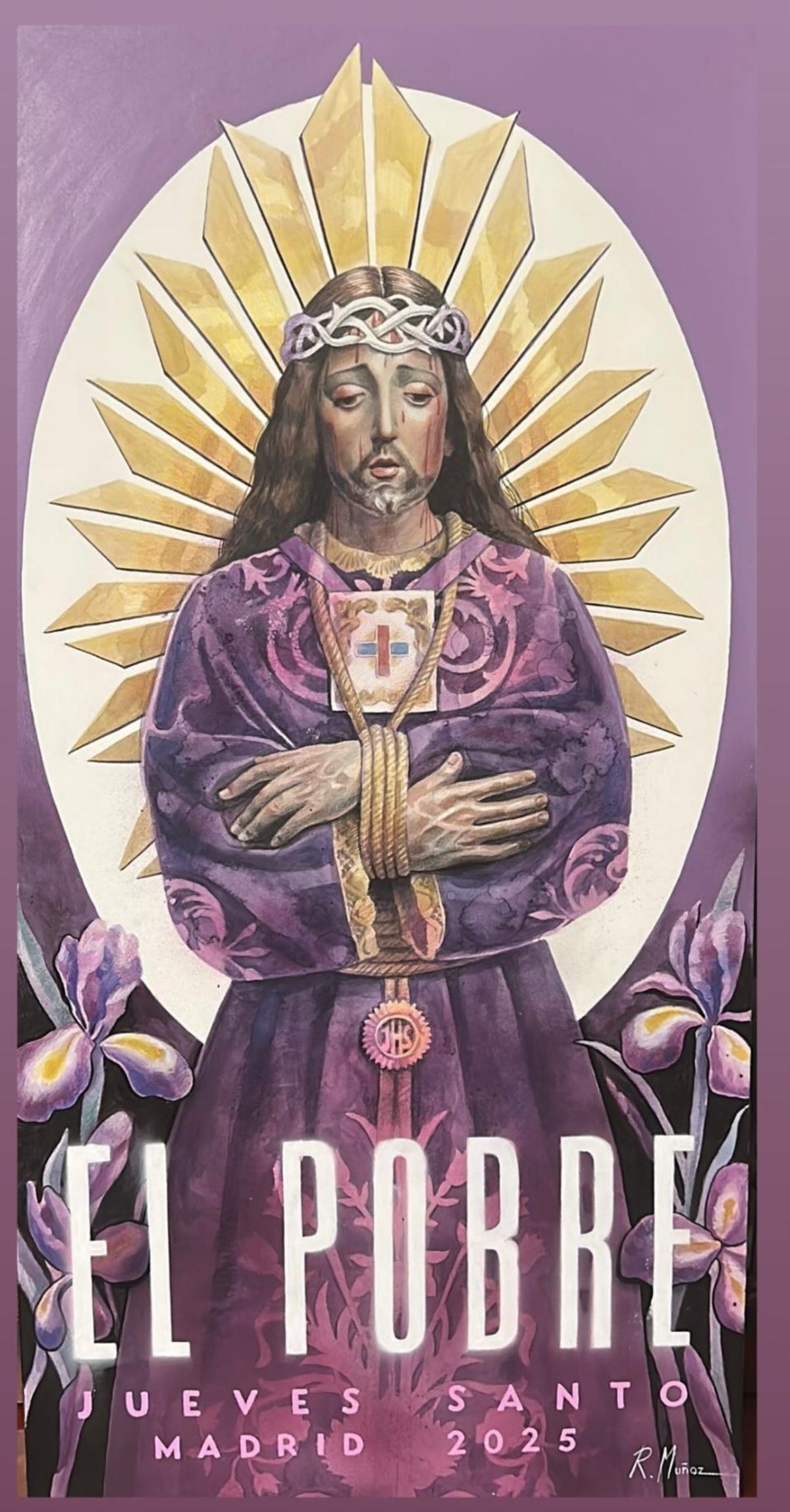 Cartel oficial de la procesión de Jesús ''el Pobre' en Madrid, durante la Semana Santa 2025.