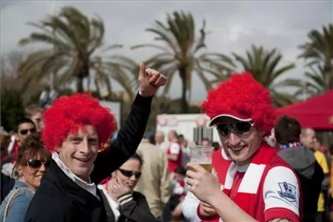 Los aficionados del Arsenal, en Barcelona