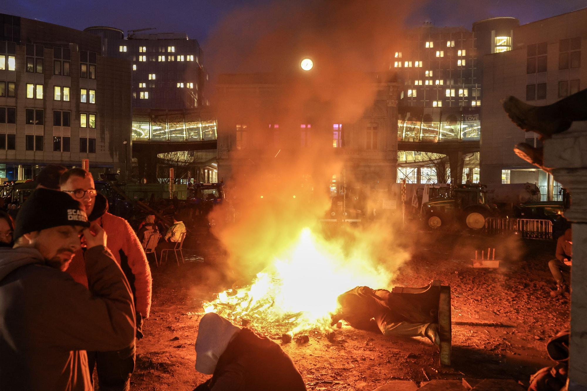 Farmers protest on the sidelines of the EU summit in Brussels