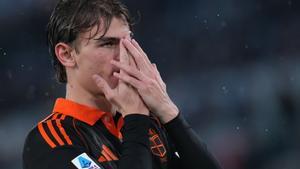 Nico Paz celebra su gol ante la Lazio en el Olímpico de Roma