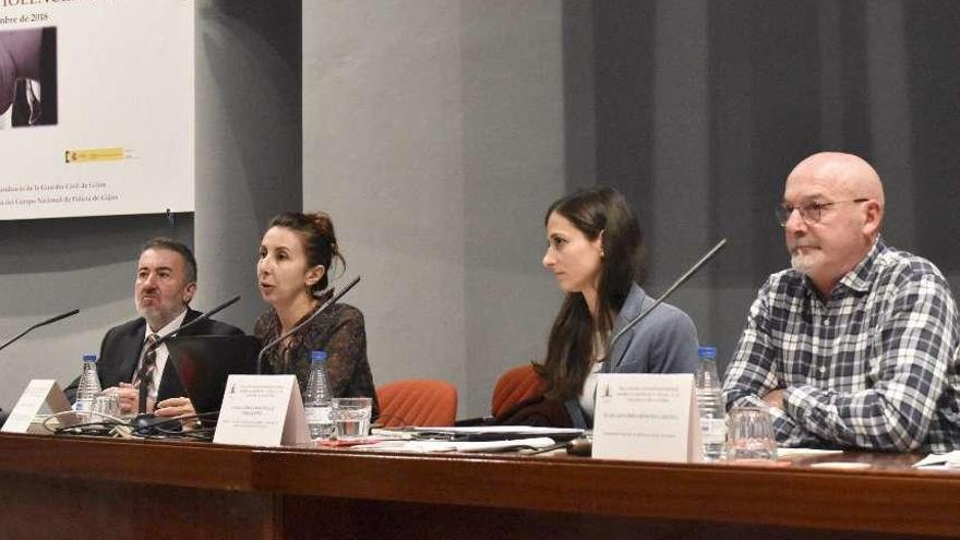 Por la izquierda, Sergio Herrero, María Teresa Domínguez Hernández, Raquel Álvarez Vega y Juan Antonio Montes Canteli, ayer, durante la mesa redonda en Gijón.