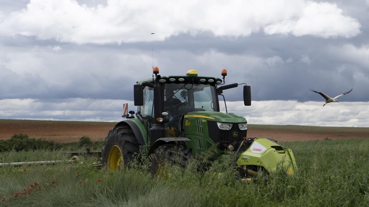 Un joven agricultor en su tractor en una imagen de archivo.