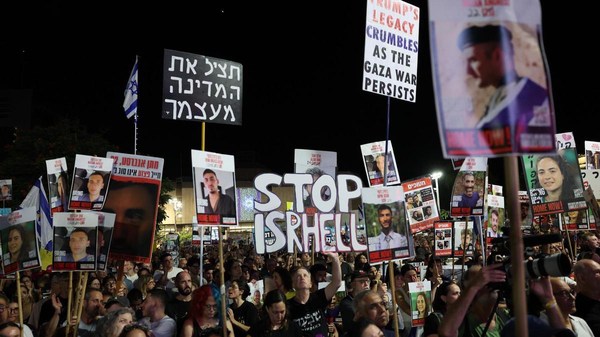 Manifestación de familiares de rehenes contra el Gobierno de Netanyahu, el pasado agosto en Tel Aviv.