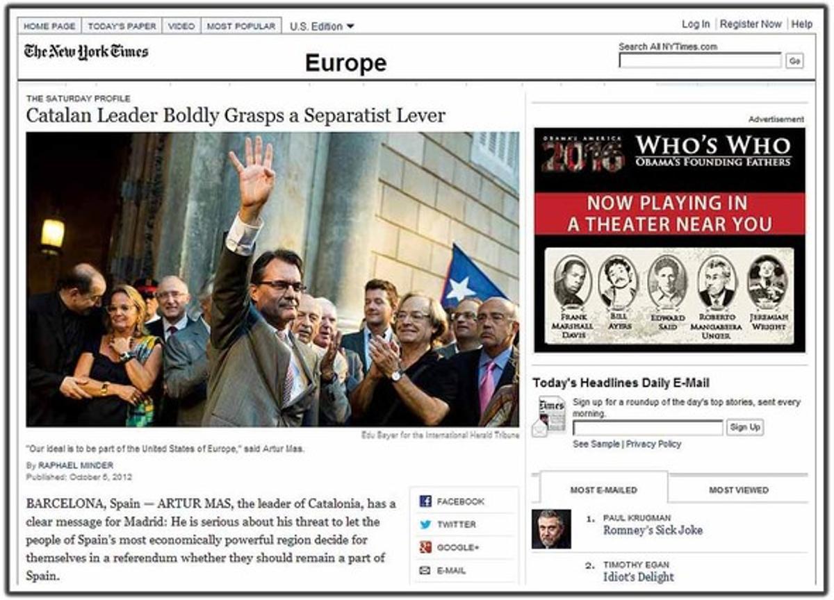 Entrevista a Artur Mas a ’The New York Times’. Entrevista a Artur Mas a ’The New York Times’.