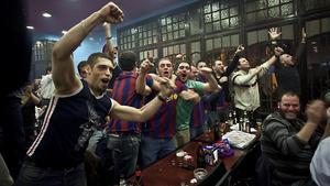 Un Barça-Madrid en un bar de Barcelona.