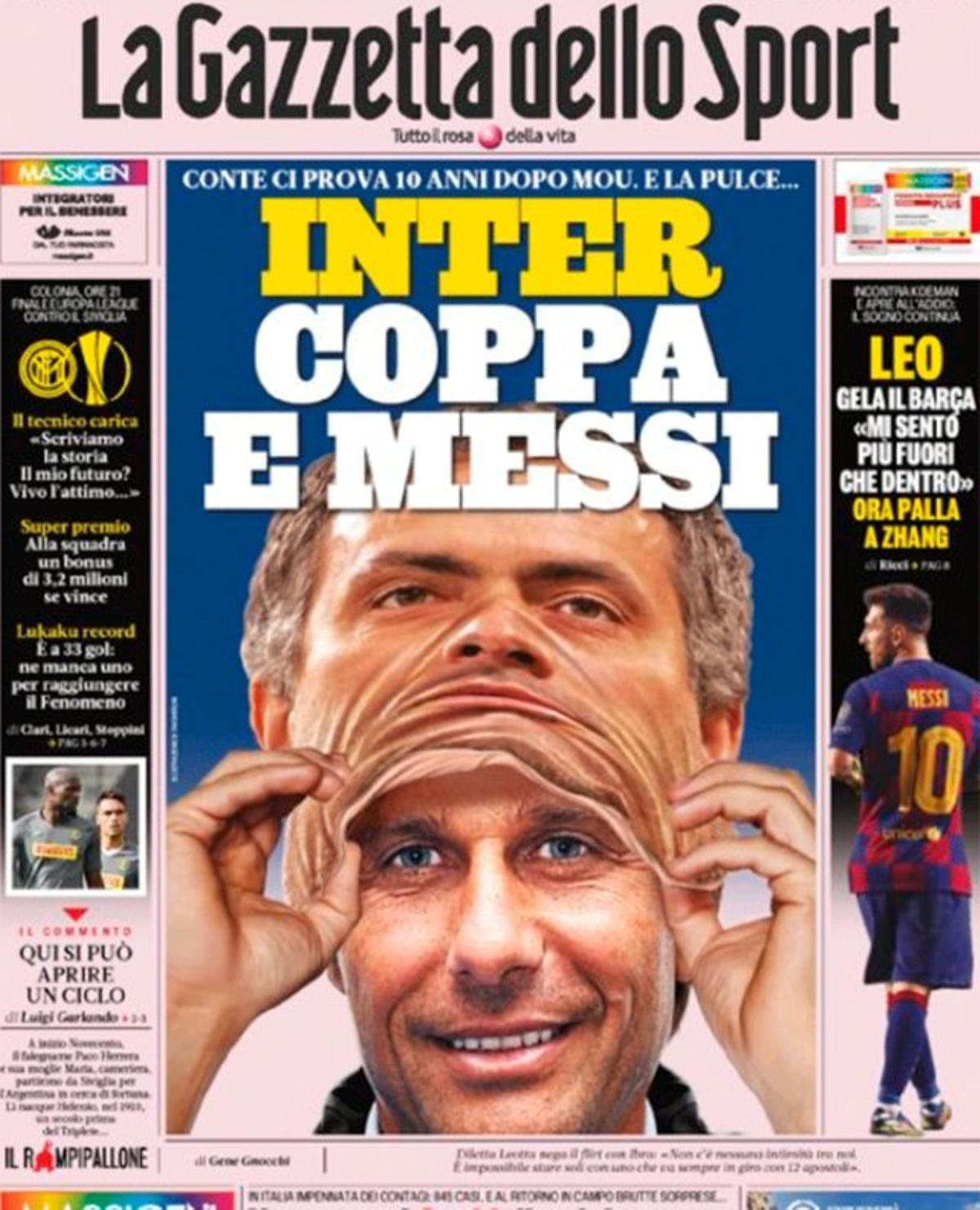 Inter: copa y Messi, titular de la Gazzetta Dello Sport