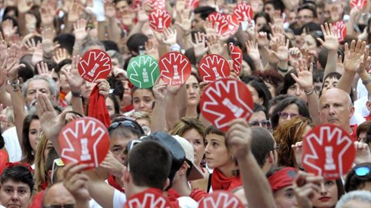 Manifestación de repulsa contra la violación de una joven, el pasado 7 de julio, en Pamplona.