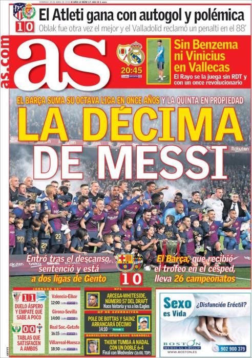 Portada AS domingo 28 de abril de 2019