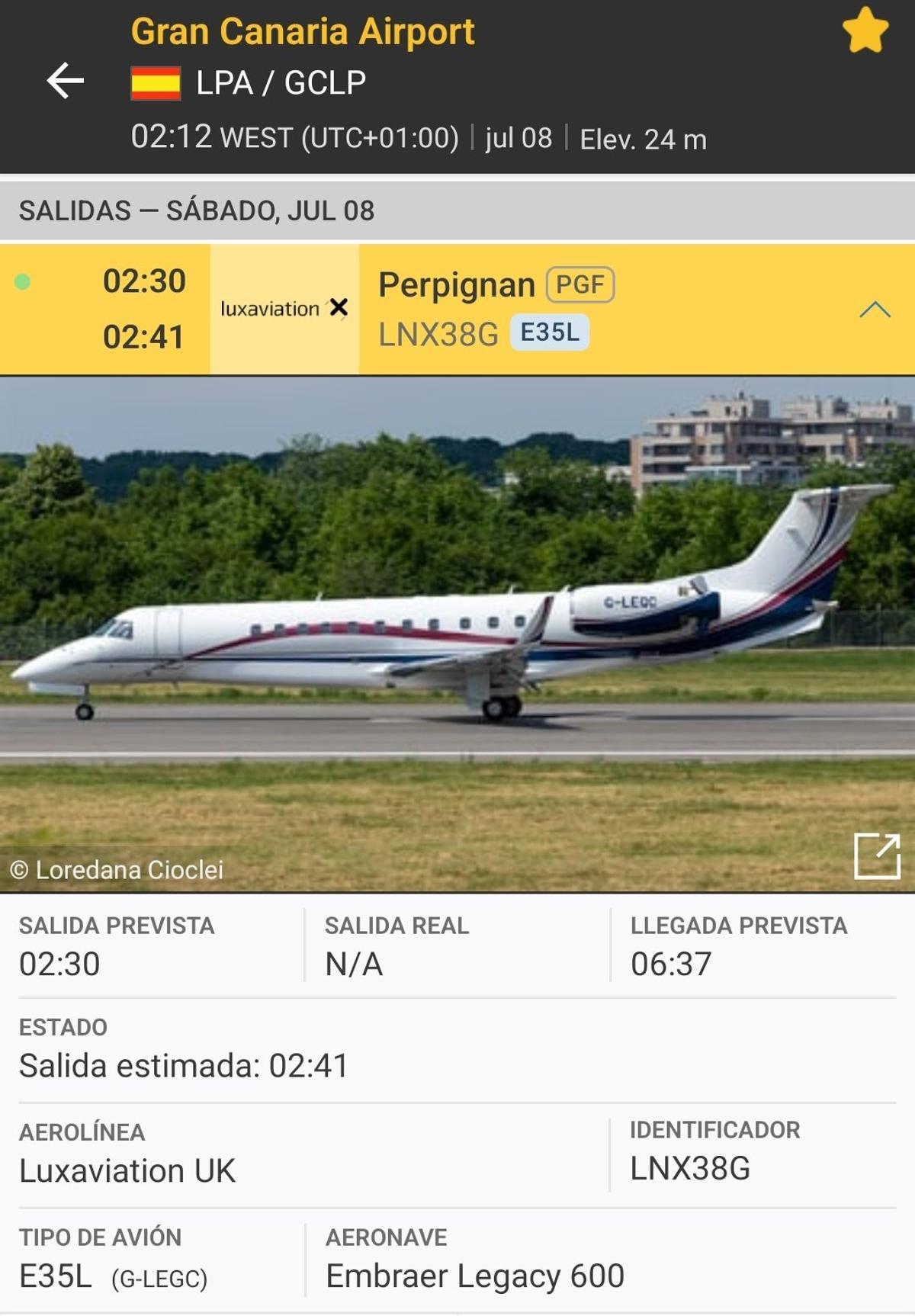 El jet privado con el que Rosalía llegó y se fue de Gran Canaria