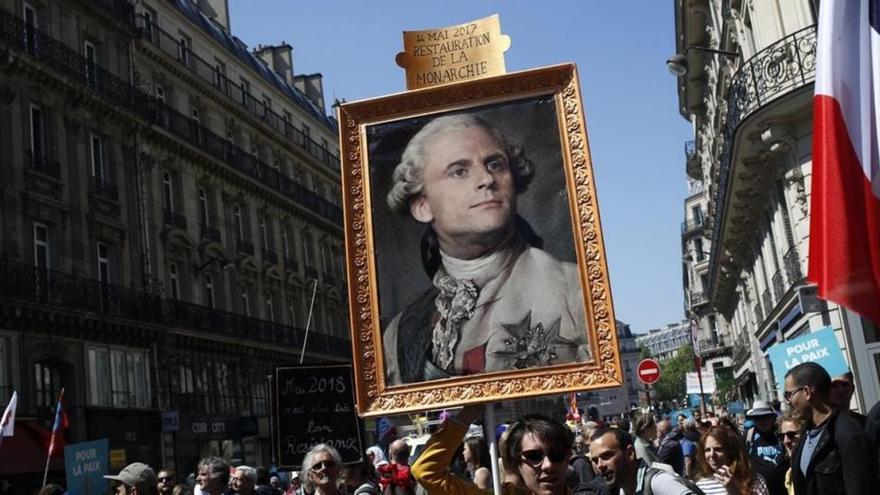 La Francia Insumisa &#039;festeja&#039; con una protesta el primer año de Macron en el Elíseo