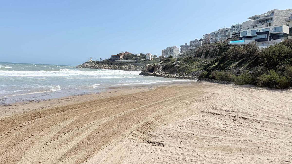 Trabajo de limpieza en la playa de Cullera.
