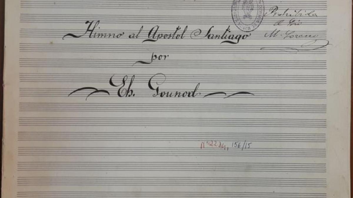 La partitura de Gounod con el 'Himno al Apóstol Santiago'