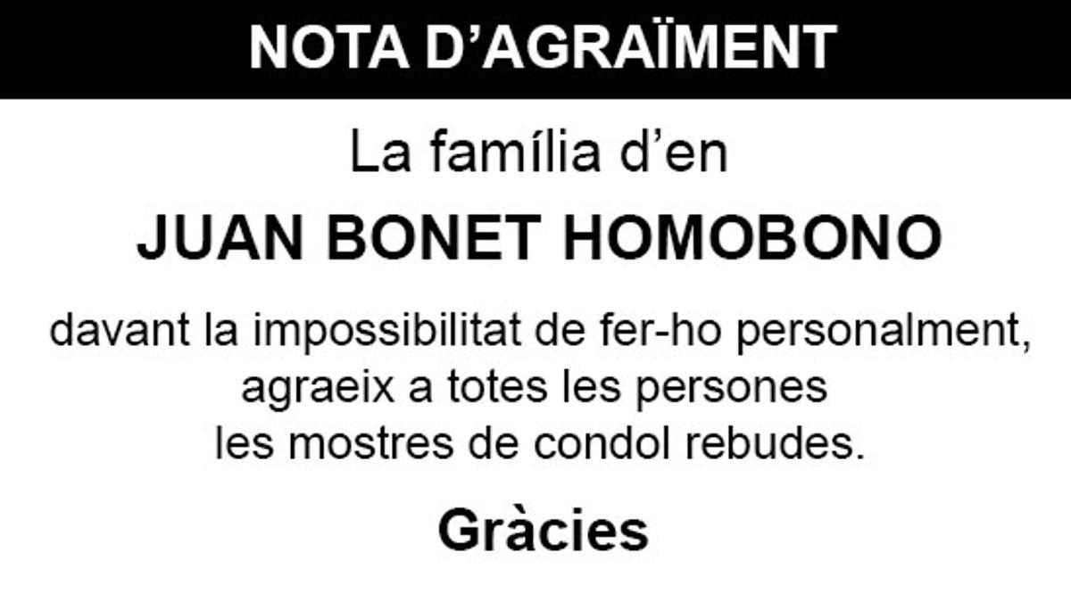 Nota Juan Bonet Homobono