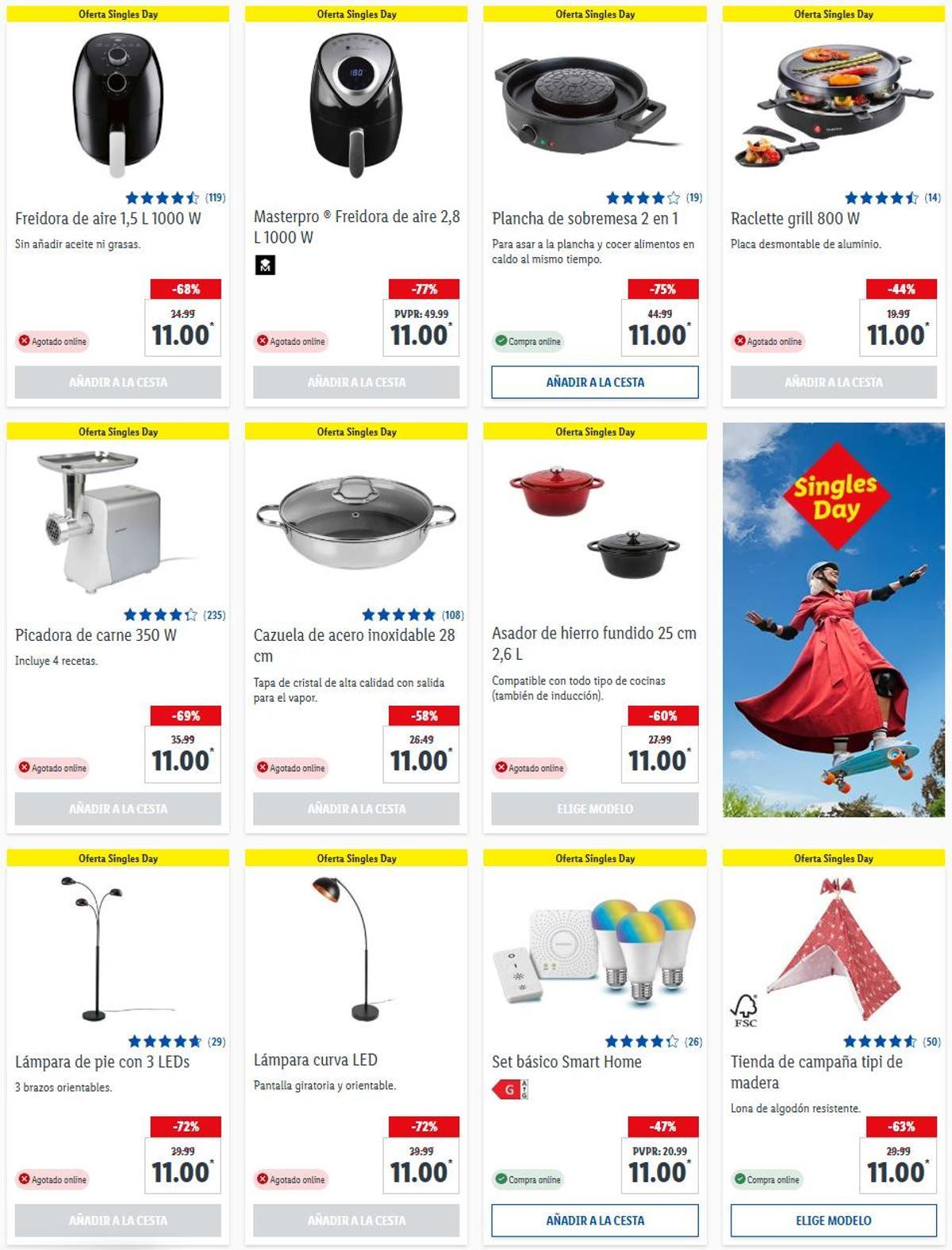 Productos de la oferta del 11 del 11 en Lidl.