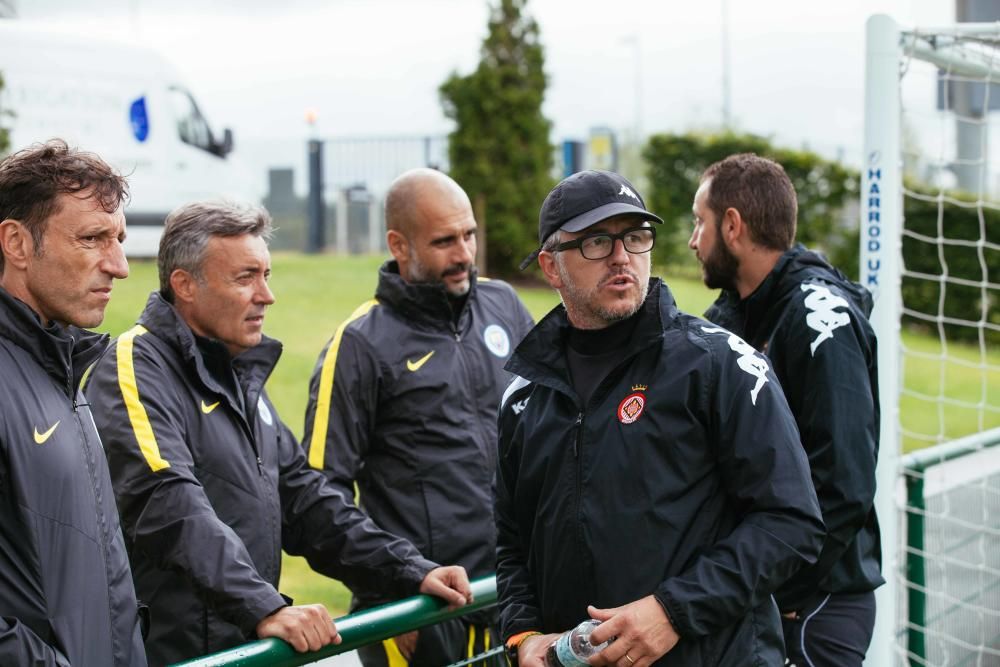 Pep Guardiola visita l'entrenament del Girona a Manchester