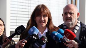 La presidenta de Junts, Laura Borràs, en una atención a los medios en Igualada