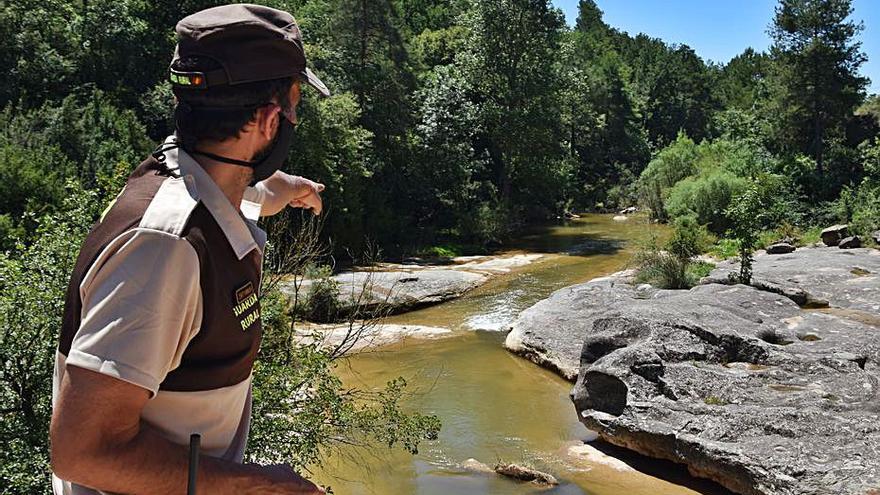 Un guarda rural vigilant la riera de Merlès l’estiu passat | ARXIU / D.C