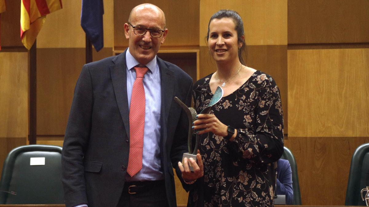 Fernando Bolea y Cristina García, en la Gala de Deportes del Ayuntamiento de Zaragoza